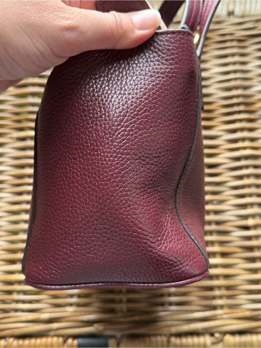 Tory Burch Mini Tote in Burgundy with Tassel And TB Key Chain - Picture 6 of 13